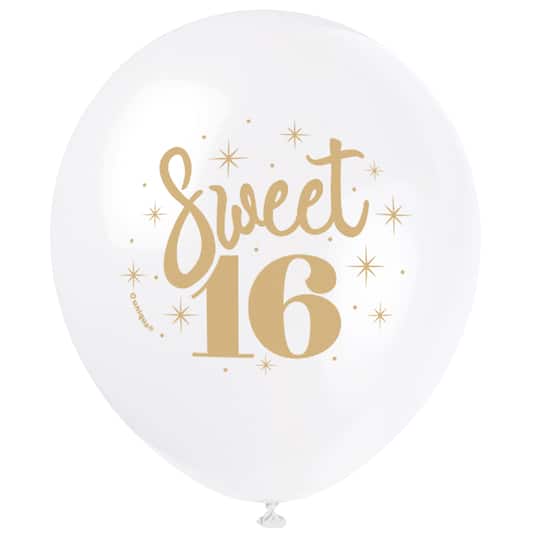 Wonderbaar Gold and White Sweet 16 Birthday Balloons | Sweet 16 Party Decorations QU-52